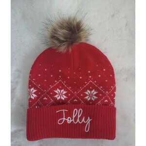 Jolly Red Knit Pom-Pom Beanie Hat - Mighty Fine Brand
